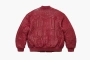 Supreme Mister Cartoon Embroidered Leather Jacket Burgundy 