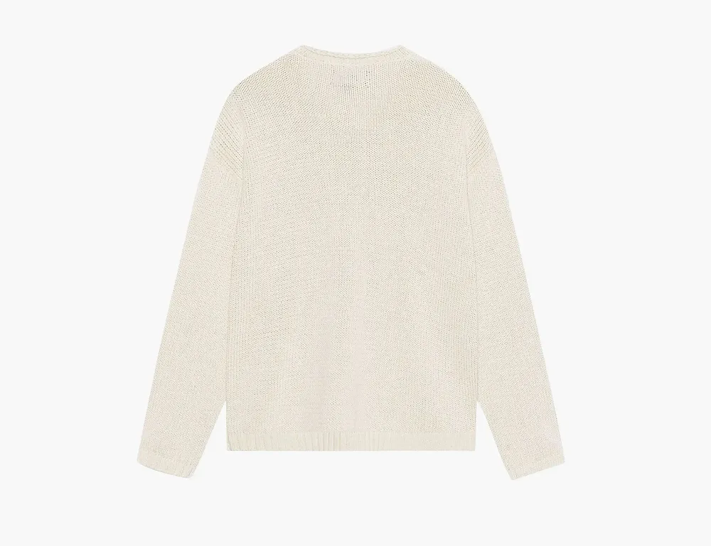 Stussy Embroidered V Neck Logo Sweater Natural