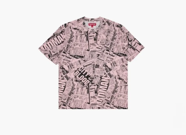 Supreme Newspaper Short-Sleeve Top Pink  Supreme Newspaper Short-Sleeve Top Pink