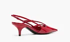Miu Miu Patent Leather Slingbacks With Buckles Red