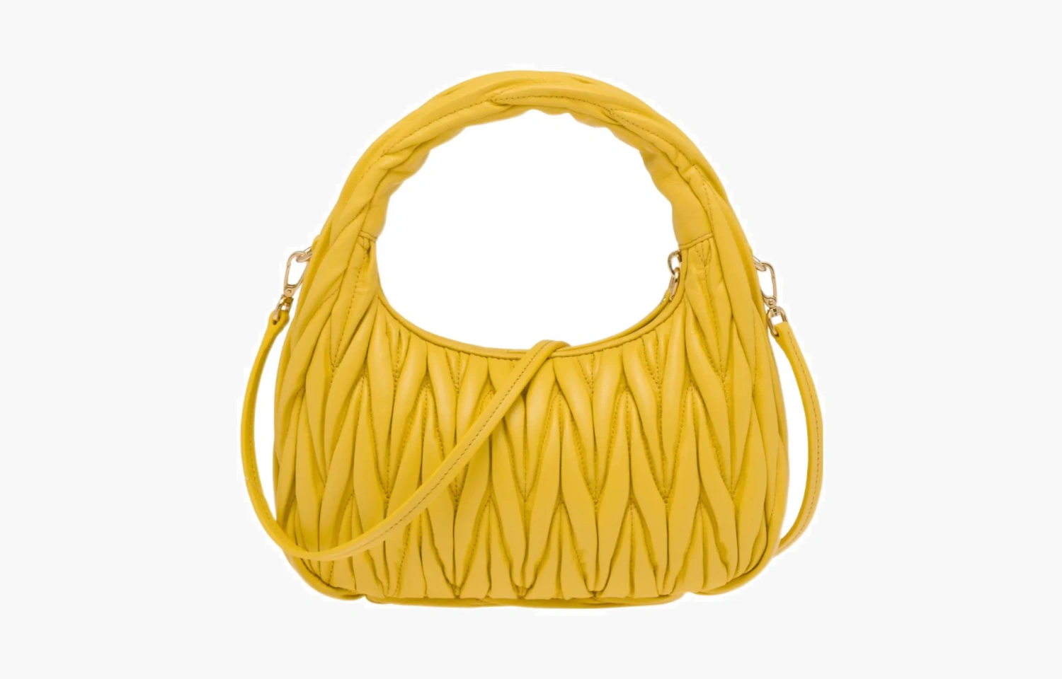 Miu Miu Matelasse Nappa Leather Mini Hobo Bag "Sunny Yellow" 