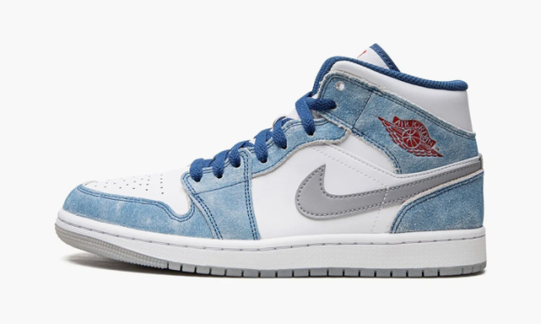 Air Jordan 1 Mid French Blue Fire Red 