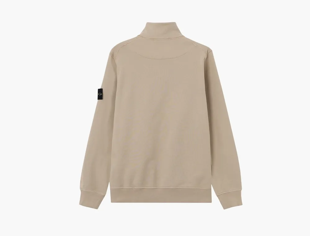Stone Island Organic Cotton Fleece Half-Zip Sweatshirt Desert