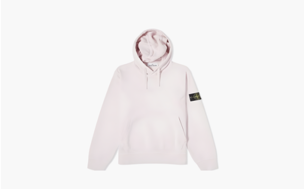 Stone Island Cotton Fleece Popover Hoodie Pink 