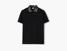 Burberry Check Collar Cotton Polo Shirt  Black