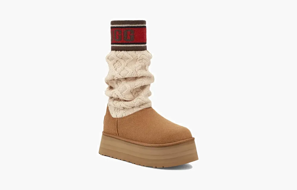 Wmns Classic Sweater Letter Boot 'Chestnut'