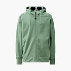 C.P. Company Diagonal Raised Fleece Goggle Zipped Hoodie Green