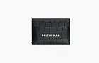 Balenciaga Crocodile Embossed Card Holder Black