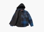 Supreme Quilted Lined Hooded Flannel Shirt Blue Plaid 
