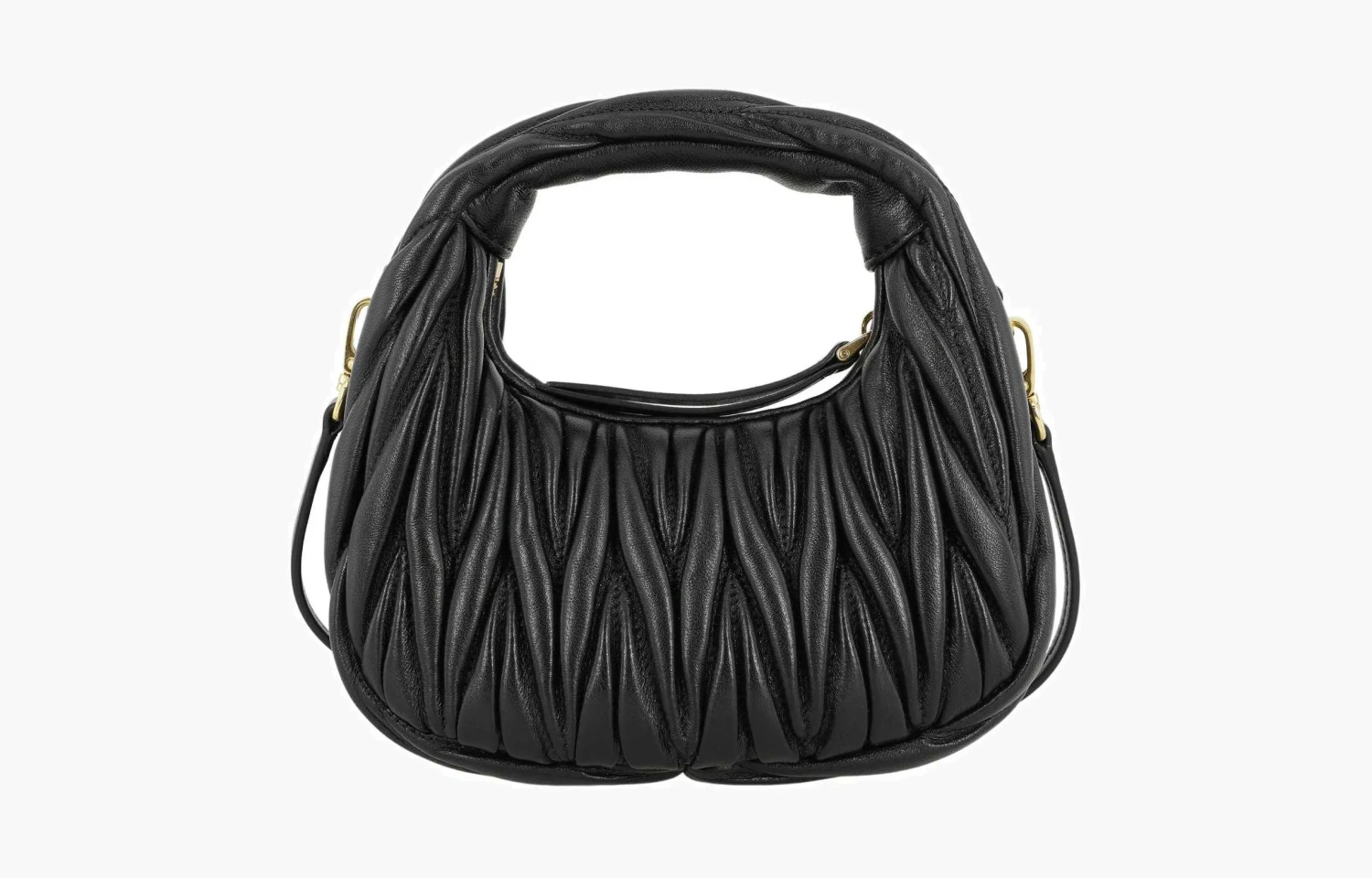 Miu Miu Wander matelassé nappa leather hobo mini-bag "Black" 