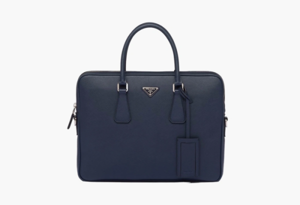 Prada Saffiano Leather Work Bag Baltic Blue 