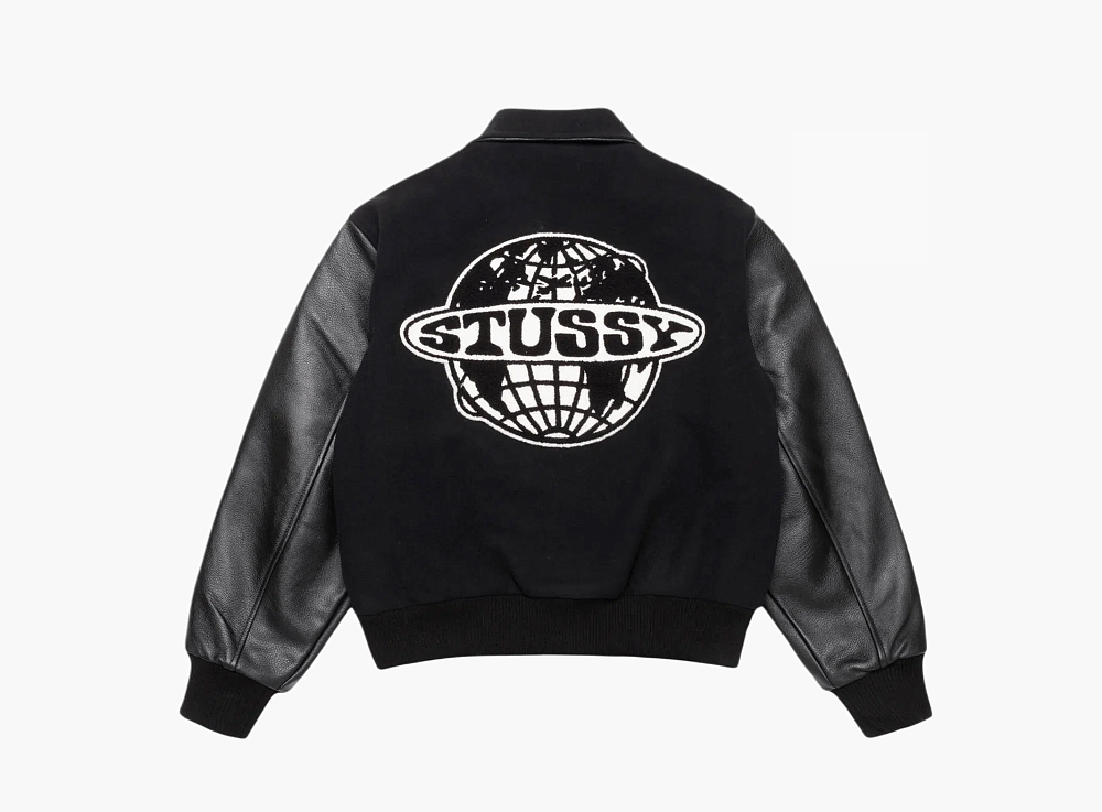 Stussy Globe Varsity Jacket Black