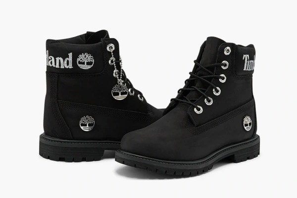 Timberland 6 Inch Premium Waterproof Boots WMNS Black Nubuck With Silver Logo  Timberland 6 Inch Premium Waterproof Boots WMNS Black Nubuck With Silver Logo