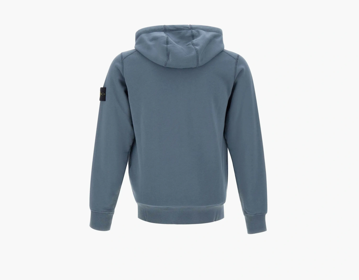 Stone Island Organic Cotton Fleece Hooded Sweatshirt with Drawstring Hood and Zip Avio Blue 