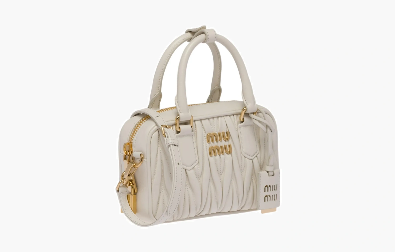 Miu Miu Matelasse Nappa Leather Top-Handle Bag "White" 