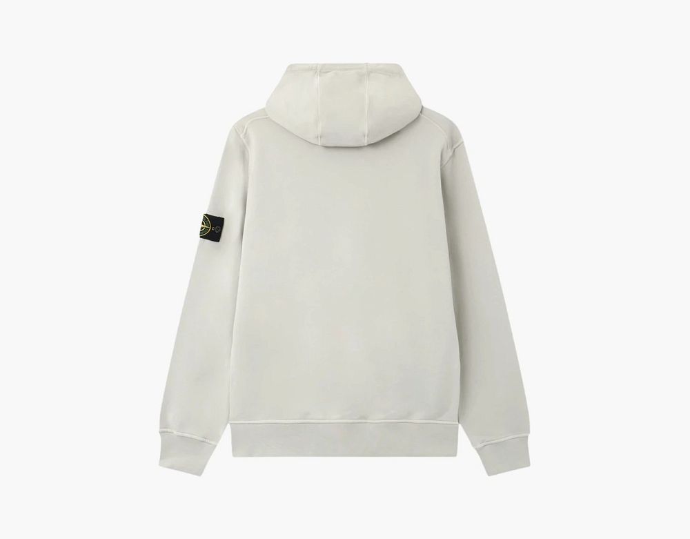 Stone Island Organic Cotton Fleece Hoodie Pearl Grey