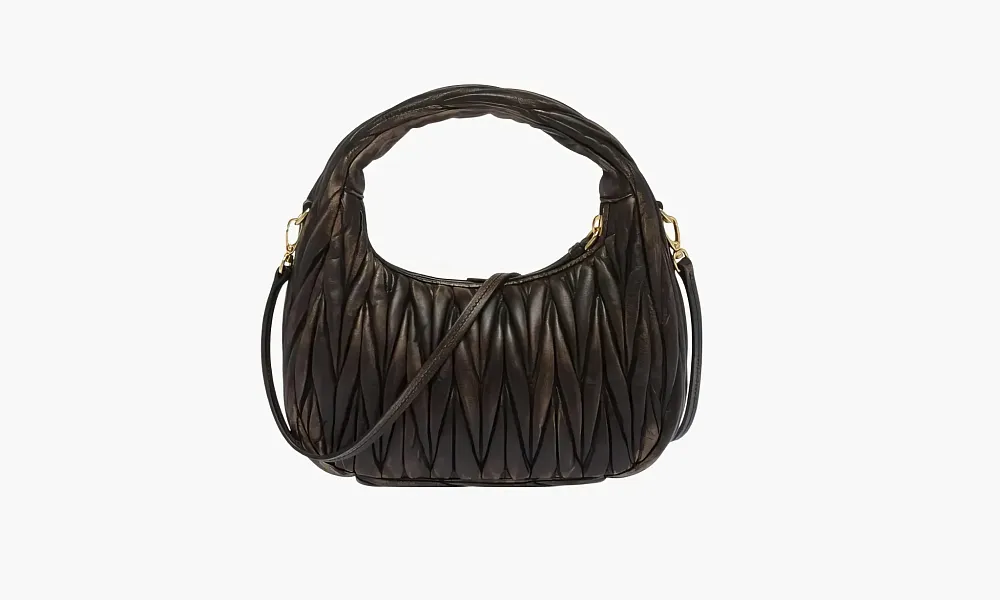 Miu Miu Wander Matelasse Nappa Leather Hobo Bag Sand / Coffee
