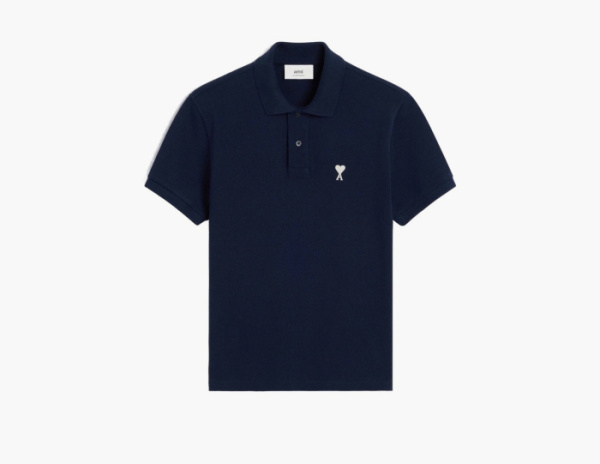 Ami Paris Cotton Polo Shirt Night Blue 