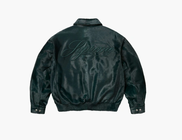 Supreme Ponyhair Varsity Jacket Green  Supreme Ponyhair Varsity Jacket Green
