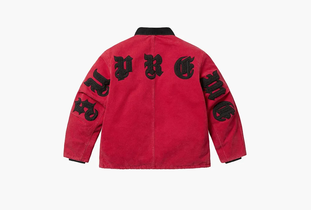 Supreme Old English Canvas Work Jacket Red