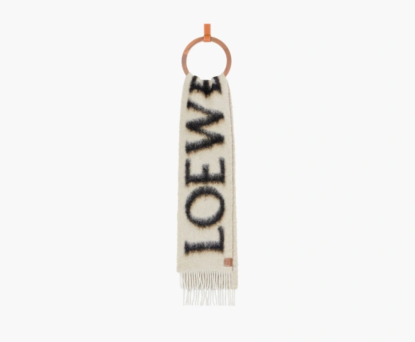 Loewe Scarf In Wool And Mohair Camel/Black 
