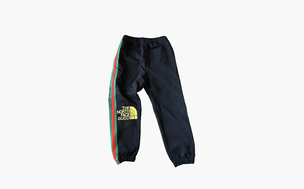 Gucci x The North Face Web Print Cotton Jogging Pants Black Stonewash