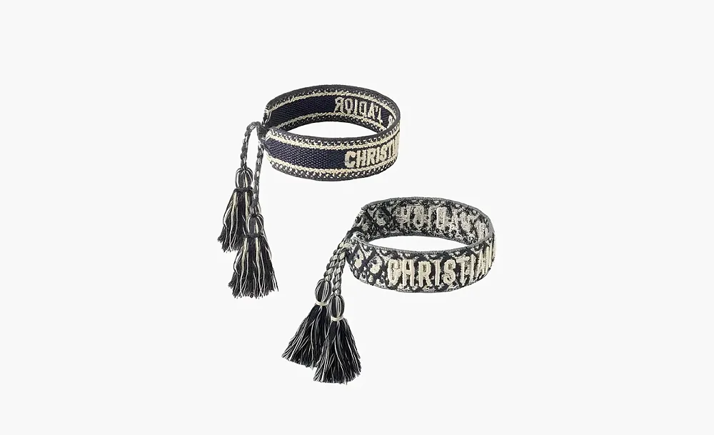 Dior Cotton Woven Wristbands Sea Blue
