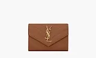 Saint Laurent Cassandre Grain De Poudre Envelope Wallet Small Dark Natural