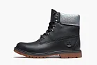 Timberland Heritage 6 Inch Waterproof Boots WMNS Black Full Grain With Silver Collar