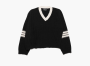 Enfants Riches Déprimés Asymmetrical Varsity V-Neck Sweater Black/Ivory 