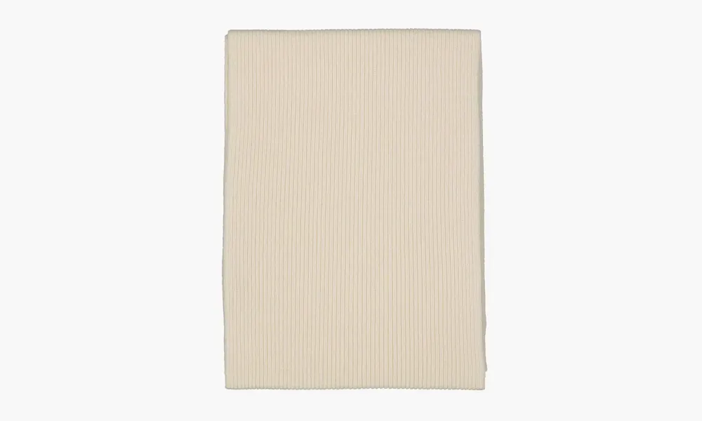 Stone Island Junior Logo Patch Ribbed Knit Scarf Cream White