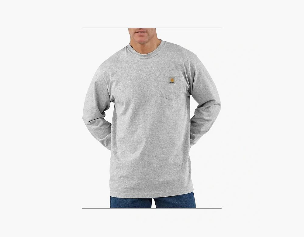 Carhartt K126 Pocket Long-Sleeve T-Shirt Heather Grey