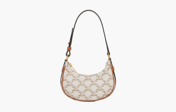 Celine Mini Ava in Triomphe Canvas and Calfskin White/Tan 