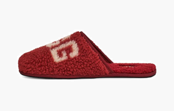 Scuff Slipper 'Curly Graphic - Red Wine' 