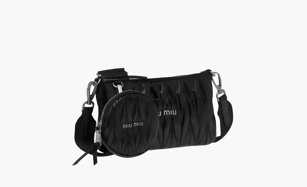 Miu Miu Dusty Matelassé Multi-Pochette Crossbody Black