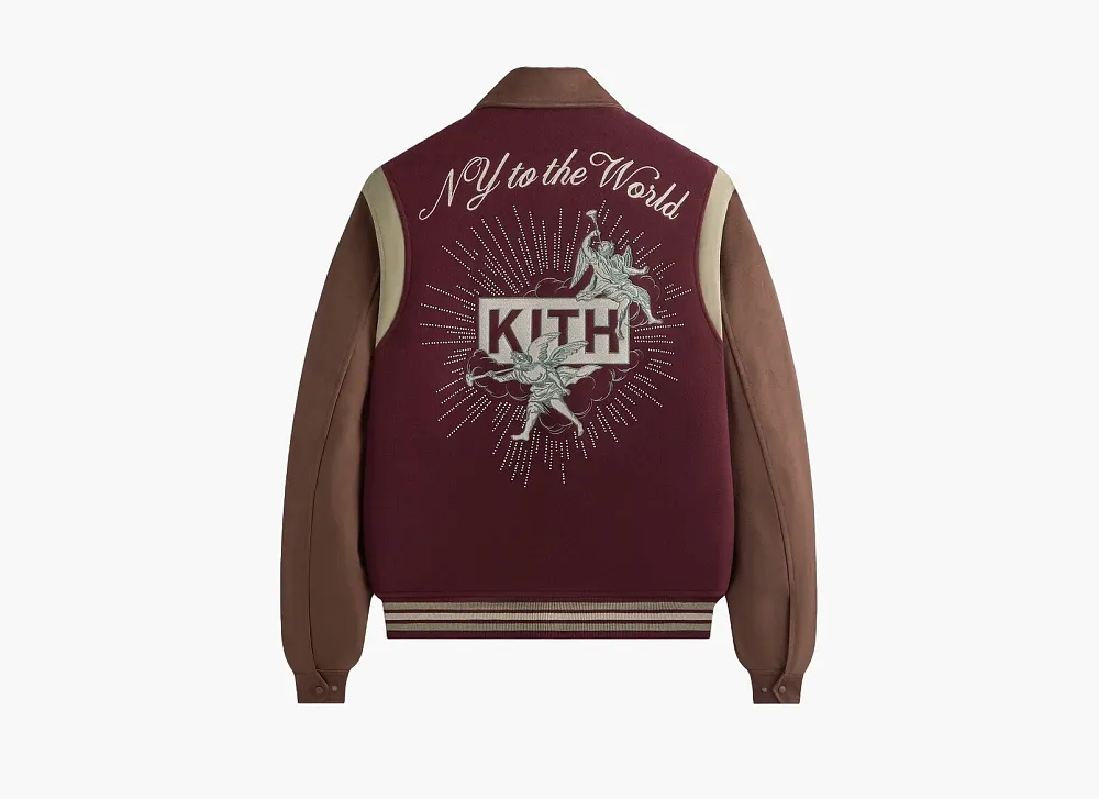 Kith Wool & Microsuede Varsity Jacket Magma