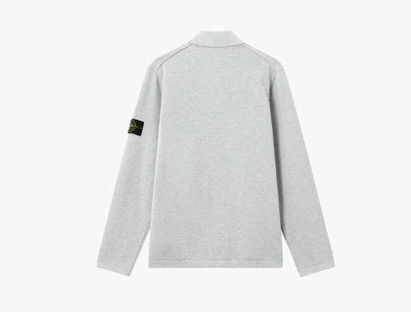 Stone Island Micro Stitch Soft Organic Cotton Long-Sleeve Polo Pearl Grey Melange 