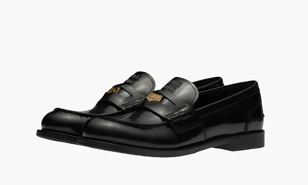 Miu Miu Brushed Leather Loafers Black