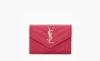 Saint Laurent Cassandre Grain De Poudre Envelope Wallet Small Fuchsia 