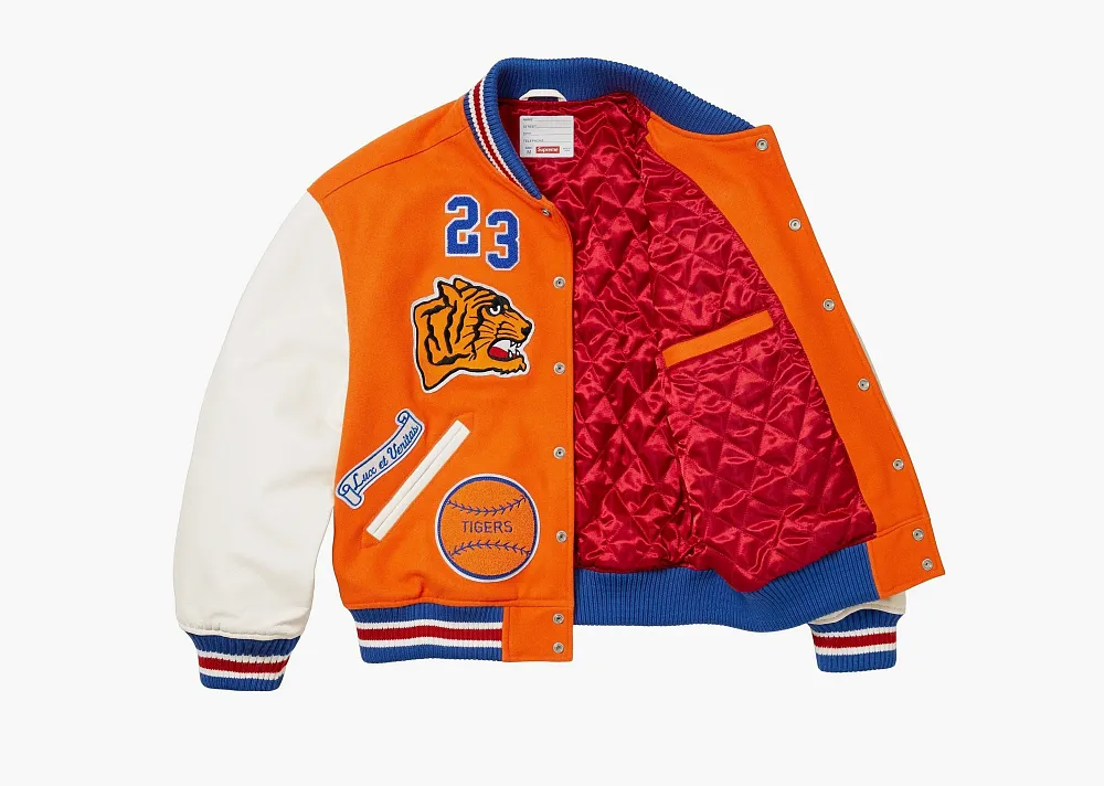 Supreme Tiger Varsity Jacket Orange