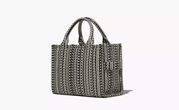 Marc Jacobs The Monogram Leather Small Tote Black/White 