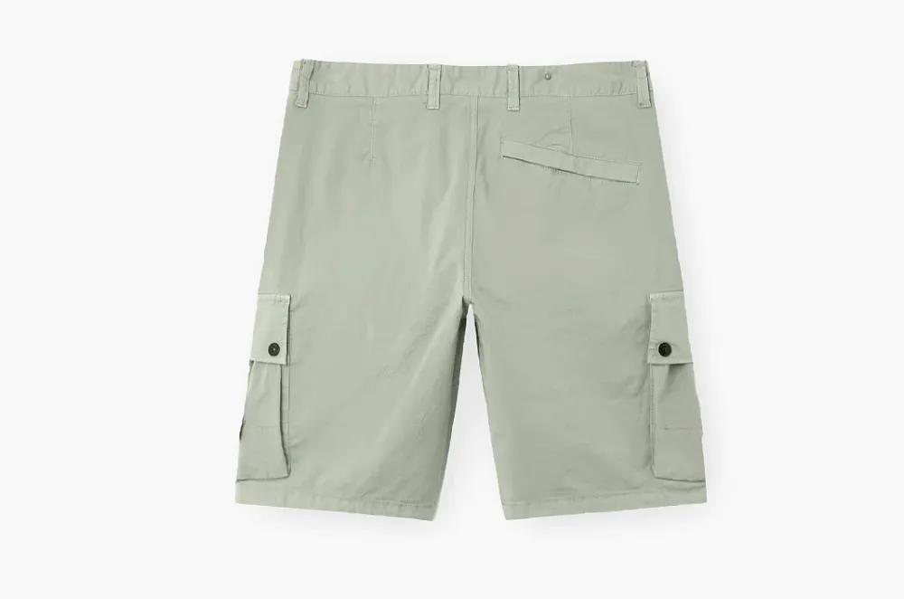 Stone Island Stretch Organic Cotton Twill Cargo Bermuda Shorts Sage Green