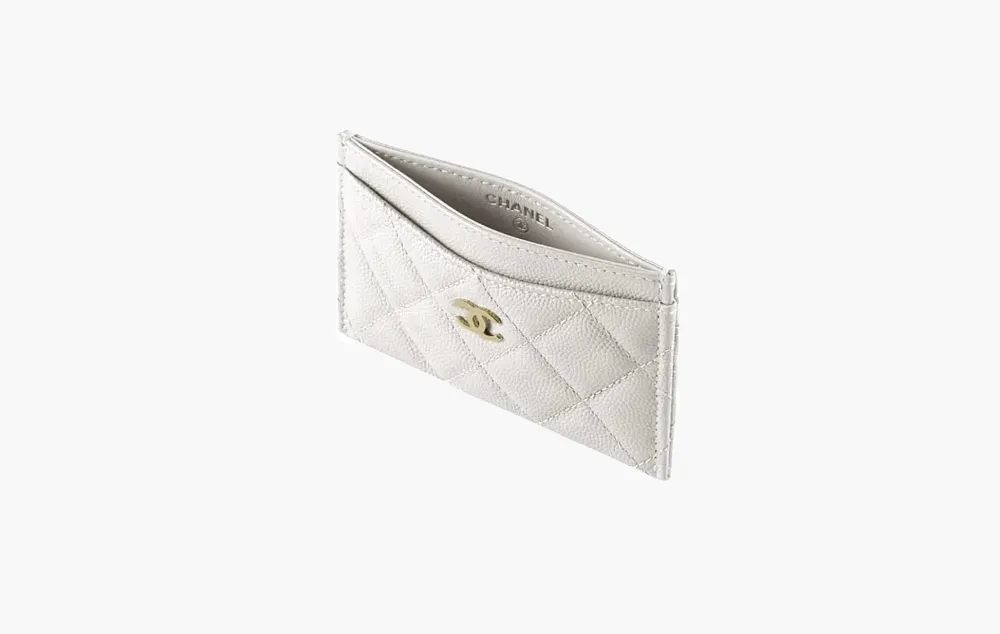 Chanel СС Mini Logo Calfskin Leather Cardholder White
