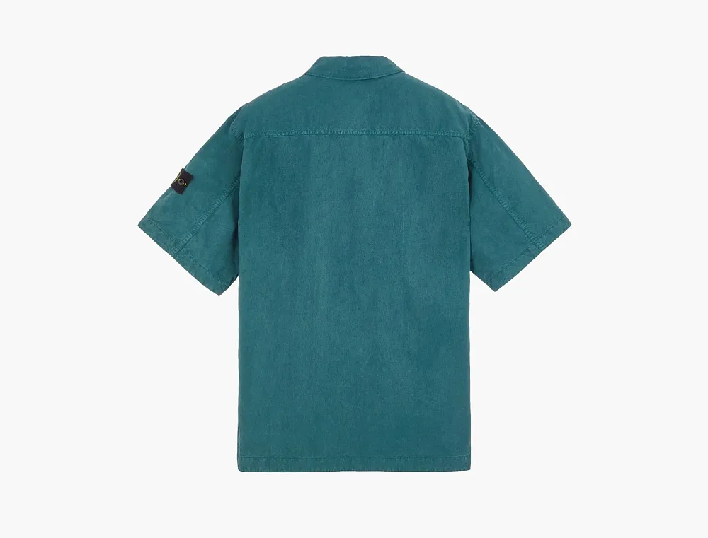 Stone Island Garment Dyed Short-Sleeve Shirt Bottle Green