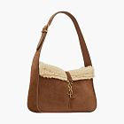 Saint Laurent Le 5 À 7 Suede Hobo Bag Dark Cigar/Natural Beige