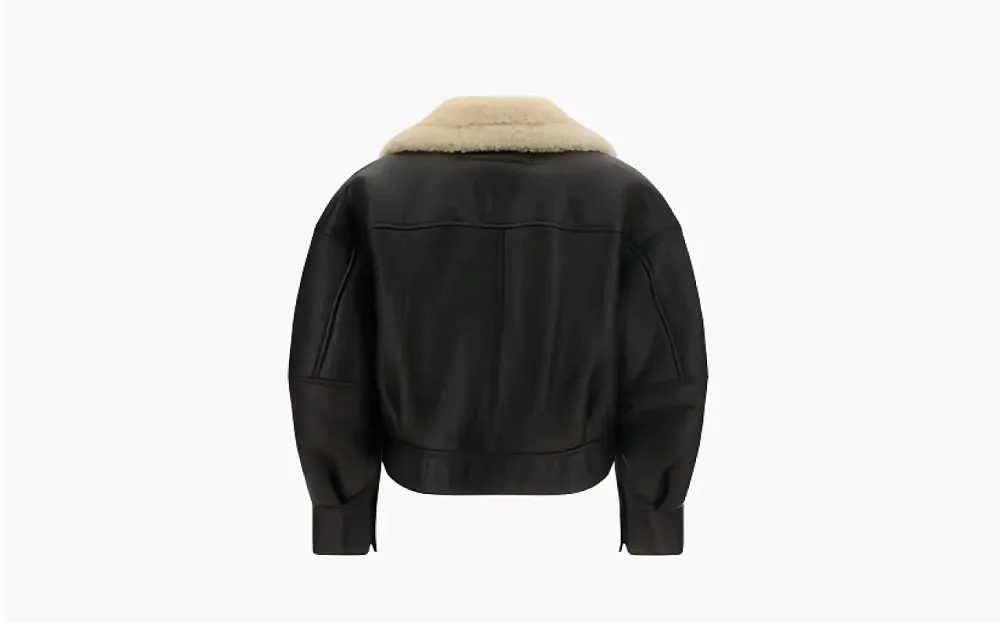 Acne Studios Leather Shearling Jacket Black