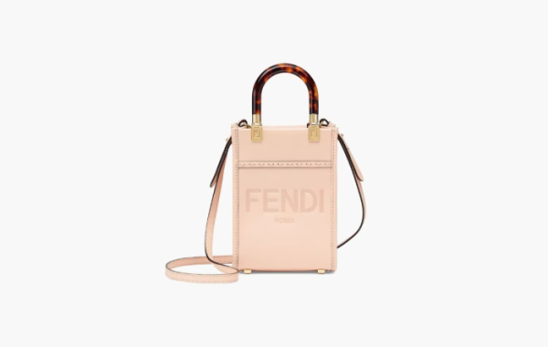 Fendi Sunshine Mini Leather Shopper Bag Light Pink 