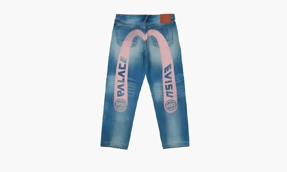 PALACE X Evisu Classic Logo Jeans Mid Wash