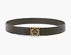 Anagram Pattent Reversible Repeat Calfskin Leather Belt Black/Gold