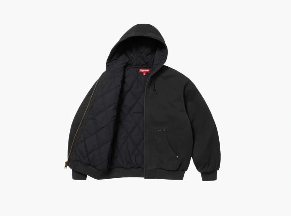 Supreme AOI Embroidered Hooded Work Jacket Black 